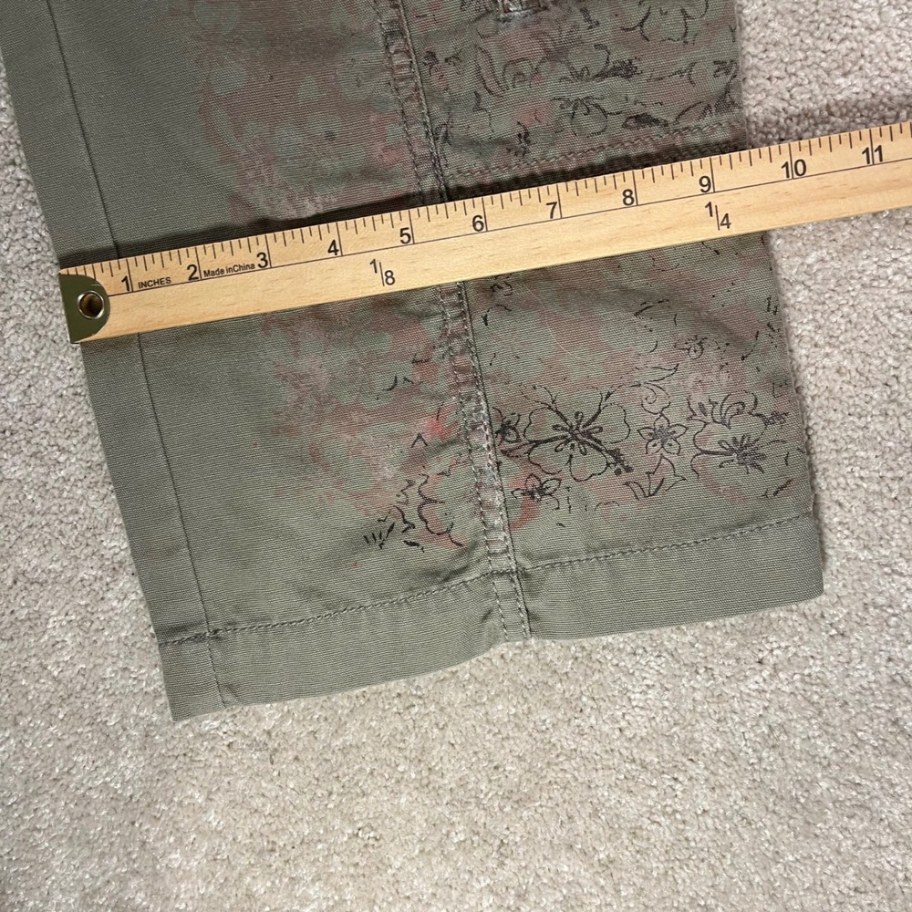 Blue Willi's Cargo Pants Womens 38 Olive Green Graphic Floral Wide Leg - Picture 7 of 11